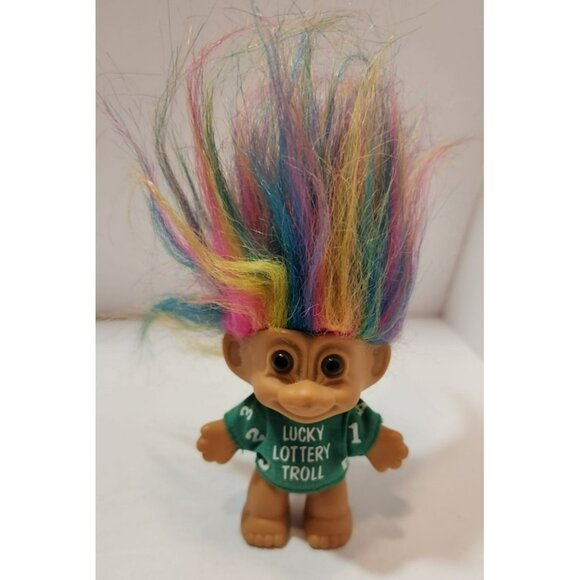 Vintage Lot of 4 Trolls - Lotto Rainbow Chicken and Baby Rainbow - Picture 8 of 16